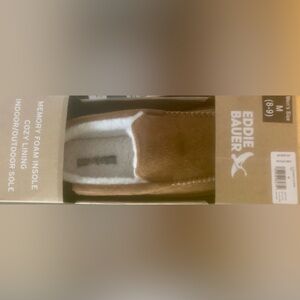 Mens Eddie Bauer Sherman Tan Suede Moccasin-style slippers Size Medium (8-9) NIB